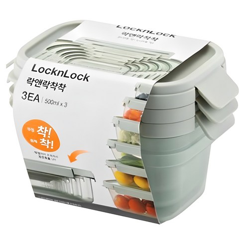 LocknLock 樂扣樂扣 空間精靈收納保鮮盒 500ml保鮮盒 3入 × 1組